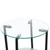 2-layer Tempered Glass End Table; Round Coffee Table