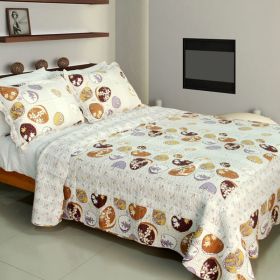 [Romantic Beach] Cotton 3PC Vermicelli-Quilted Printed Quilt Set (Full/Queen Size) - QTS-WB8109-23