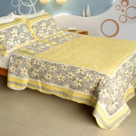 [Gentle Protection] 100% Cotton 3PC Vermicelli-Quilted Patchwork Quilt Set (Full/Queen Size) - QTS-WB8032-23