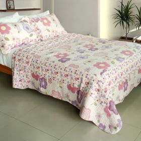 [Affectation Style] 100% Cotton 3PC Vermicelli-Quilted Patchwork Quilt Set (Full/Queen Size) - QTS-WB8027-23