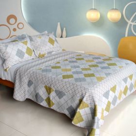 [Fantasy Drift] Cotton 3PC Vermicelli-Quilted Printed Quilt Set (Full/Queen Size) - QTS-WB8081-23