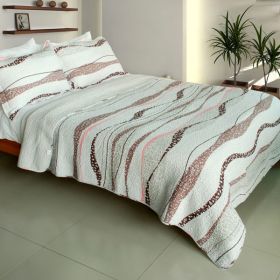 [Walking In Memphis] Cotton 3PC Vermicelli-Quilted Printed Quilt Set (Full/Queen Size) - QTS-WB8123-23