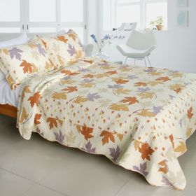 [Ordinary Romantic] Cotton 3PC Vermicelli-Quilted Printed Quilt Set (Full/Queen Size) - QTS-WB8046-23