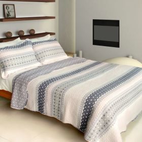 [City Of Sky] Cotton 3PC Vermicelli-Quilted Printed Quilt Set (Full/Queen Size) - QTS-WB8044-23