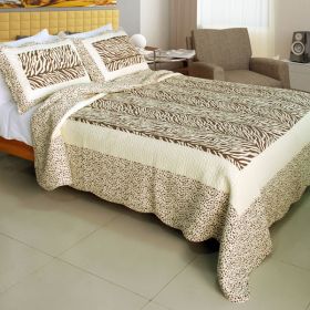 [Dances With Wolves] Cotton 3PC Vermicelli-Quilted Printed Quilt Set (Full/Queen Size) - QTS-WB8076-23