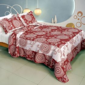 [Bright Fireworks] 100% Cotton 3PC Vermicelli-Quilted Patchwork Quilt Set (Full/Queen Size) - QTS-WB8013-23