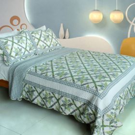 [Cozy Air] 100% Cotton 3PC Vermicelli-Quilted Patchwork Quilt Set (Full/Queen Size) - QTS-WB8016-23