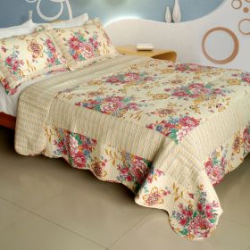 [Girl Memories] 100% Cotton 3PC Vermicelli-Quilted Patchwork Quilt Set (Full/Queen Size) - QTS-WB8030-23