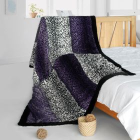 Onitiva - [Leopard Secret] Animal Style Patchwork Throw Blanket (61 by 86.6 inches) - ONITIVA-BLK-089