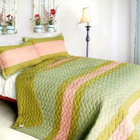 [By the Sea] 3PC Vermicelli-Quilted Patchwork Quilt Set (Full/Queen Size) - ONITIVA-QTS01075-23