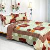 [Enthusiasm Art] Cotton 3PC Vermicelli-Quilted Plaid Printed Patchwork Quilt Set (Full/Queen Size) - QTS-DO2015-23