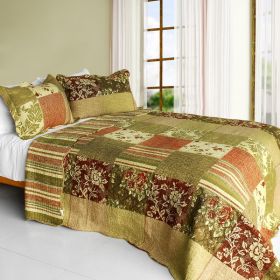 [Ladyhood] Cotton 3PC Vermicelli-Quilted Striped Patchwork Quilt Set (Full/Queen Size) - QTS-DO9962-23