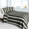 [Indifferent] Cotton 3PC Vermicelli-Quilted Striped Patchwork Quilt Set (Full/Queen Size) - QTS-DO9964-23