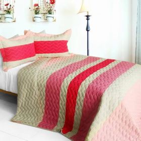 [The Only Truth] 3PC Vermicelli-Quilted Patchwork Quilt Set (Full/Queen Size) - ONITIVA-QTS01173-23