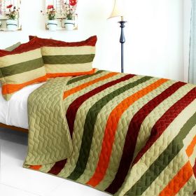 [Fanny Lorraine] 3PC Vermicelli-Quilted Patchwork Quilt Set (Full/Queen Size) - ONITIVA-QTS01155-23