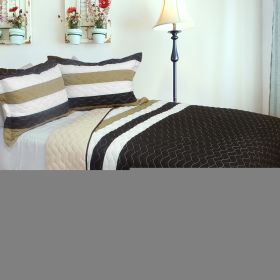 [Silent Night] 3PC Vermicelli-Quilted Patchwork Quilt Set (Full/Queen Size) - ONITIVA-QTS01161-23