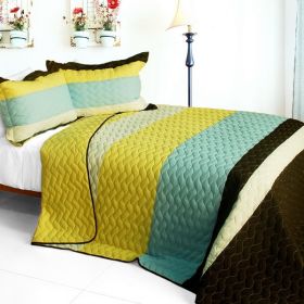 [Mira Beauty] 3PC Vermicelli-Quilted Patchwork Quilt Set (Full/Queen Size) - ONITIVA-QTS01149-23