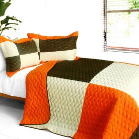 [Best Elegence] 3PC Vermicelli-Quilted Patchwork Quilt Set (Full/Queen Size) - ONITIVA-QTS01151-23