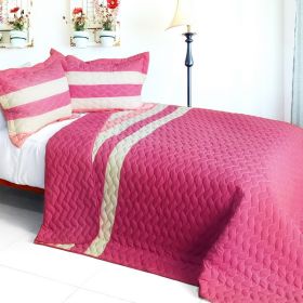 [Touching Legend] 3PC Vermicelli-Quilted Patchwork Quilt Set (Full/Queen Size) - ONITIVA-QTS01150-23