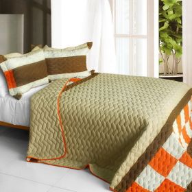 [Frenzied Night] 3PC Vermicelli-Quilted Patchwork Quilt Set (Full/Queen Size) - ONITIVA-QTS01143-23