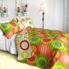 [Colorful Doughnut] Cotton 2PC Floral Vermicelli-Quilted Patchwork Quilt Set (Twin Size) - ONITIVA-QTS01036-1