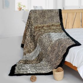 Onitiva - [Enthusiasm] Animal Style Patchwork Throw Blanket (61 by 86.6 inches) - ONITIVA-BLK-085