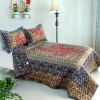 [Auspicious Windmill] Cotton 3PC Foral Vermicelli-Quilted Patchwork Quilt Set (Full/Queen Size) - ONITIVA-QTS01017-23