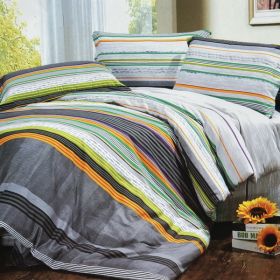 Blancho Bedding - [Tonal Stripe] 100% Cotton 3PC Comforter Cover/Duvet Cover Combo (Twin Size) - BLANCHOMF01068-1