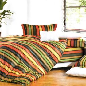 Blancho Bedding - [Colorful Stripe] 100% Cotton 4PC Comforter Cover/Duvet Cover Combo (Full Size) - BLANCHOMF01076-2