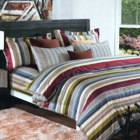 Blancho Bedding - [Cottage Stripe] 100% Cotton 3PC Comforter Cover/Duvet Cover Combo (Twin Size) - BLANCHOMF01070-1