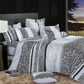 Blancho Bedding - [Snow Leopard] 100% Cotton 4PC Comforter Cover/Duvet Cover Combo (Full Size) - BLANCHOMF01071-2