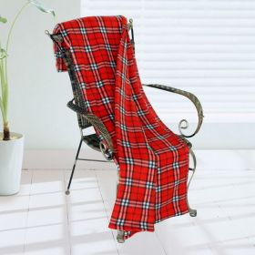 [Trendy Plaids - Red/White/Black] Soft Coral Fleece Throw Blanket (71 by 79 inches) - BLK-KRY036