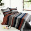 [Morning Stripe] 3PC Vermicelli-Quilted Striped Quilt Set (Full/Queen Size) - ONITIVA-QTS01006-23