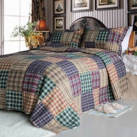 [Conrad] Cotton 3PC Vermicelli-Quilted Printed Quilt Set (Queen Size) - QTS-LM2268-23