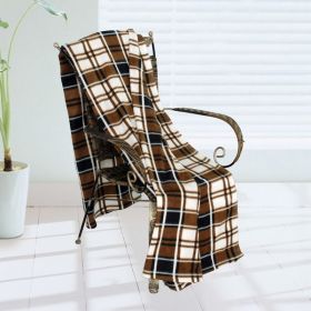 [Trendy Plaids - Brown/Black/White] Soft Coral Fleece Throw Blanket (71 by 79 inches) - BLK-KRY005