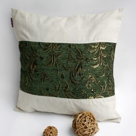 Onitiva - [Exquisite Emerald] Linen Patch Work Pillow Cushion Floor Cushion (19.7 by 19.7 inches) - ONITIVA-DP018