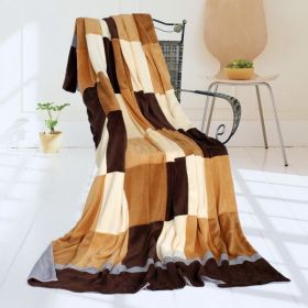 Onitiva - [Plaids - Naturally Chic] Soft Coral Fleece Patchwork Throw Blanket (59 by 78.7 inches) - ONITIVA-BLK-026