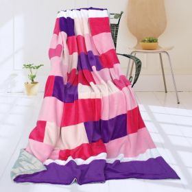 Onitiva - [Purple Mood] Soft Coral Fleece Patchwork Throw Blanket (59 by 78.7 inches) - ONITIVA-BLK-049