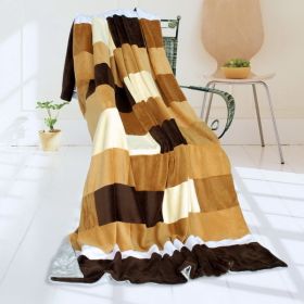 Onitiva - [Brown & White] Soft Coral Fleece Patchwork Throw Blanket (59 by 78.7 inches) - ONITIVA-BLK-050