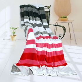 Onitiva - [Stripes - Fantastic Dreams] Soft Coral Fleece Patchwork Throw Blanket (59 by 78.7 inches) - ONITIVA-BLK-021