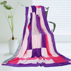 Onitiva - [Purple Charm] Soft Coral Fleece Patchwork Throw Blanket (59 by 78.7 inches) - ONITIVA-BLK-042