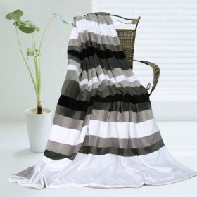 Onitiva - [Stripes - Simplicity] Soft Coral Fleece Patchwork Throw Blanket (59 by 78.7 inches) - ONITIVA-BLK-023