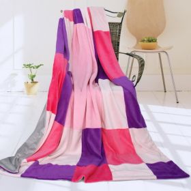 Onitiva - [Lavender Love] Soft Coral Fleece Patchwork Throw Blanket (59 by 78.7 inches) - ONITIVA-BLK-039