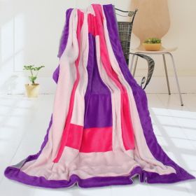 Onitiva - [Violet Love] Soft Coral Fleece Patchwork Throw Blanket (59 by 78.7 inches) - ONITIVA-BLK-057