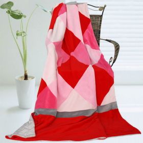 Onitiva - [Plaids - Rose Elf] Soft Coral Fleece Patchwork Throw Blanket (59 by 78.7 inches) - ONITIVA-BLK-030