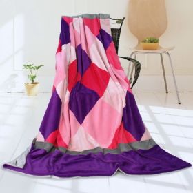 Onitiva - [Plaids - Sweet Days] Soft Coral Fleece Patchwork Throw Blanket (59 by 78.7 inches) - ONITIVA-BLK-031