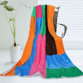 Onitiva - [Colorful Patchwork] Soft Coral Fleece Patchwork Throw Blanket (59 by 78.7 inches) - ONITIVA-BLK-062