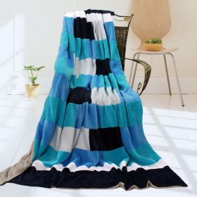 Onitiva - [Blue & White] Soft Coral Fleece Patchwork Throw Blanket (59 by 78.7 inches) - ONITIVA-BLK-051