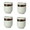 4Pcs Japanese Style Brown Stripe Ceramic Teacups Small Straight Wine Cups 150ML - Default