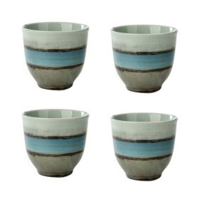 4Pcs Japanese Style Lovely Ceramic Teacups Small Straight Wine Glass 150ML - Default